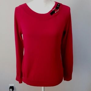 Lauren Ralph Lauren Red Sweater w/Leather Straps